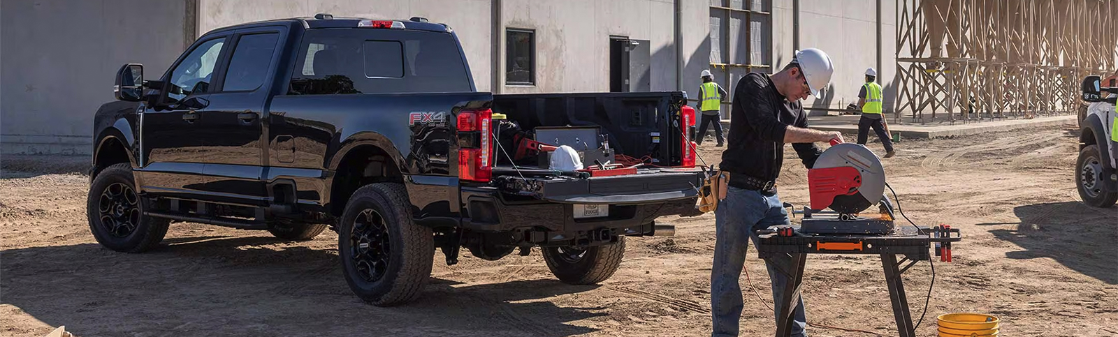Ford truck at a construction site